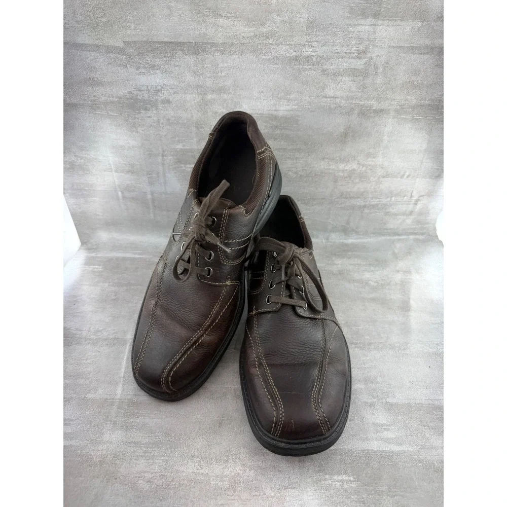 Clarks Men Dark Brown Leather Bicycle Toe Oxford Shoes 26103260 Size 11M